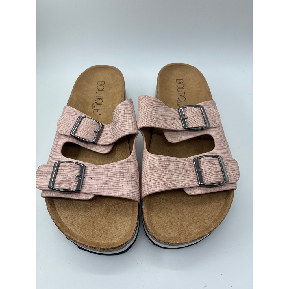 Boutique by Corkys Beach Babe Pink Double Buckle Platform Slide Sandals Womens 8